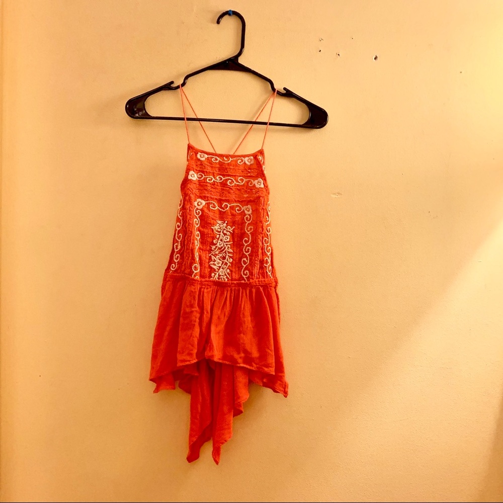 Free People Red Flowy Tank